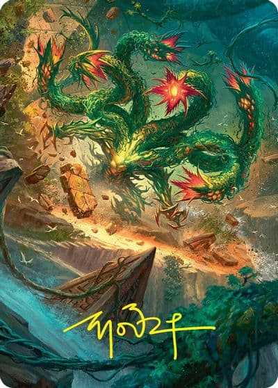 Mossborn Hydra Art Card 42 54 Gold Stamped Signature Art Series: Foundations Magic card