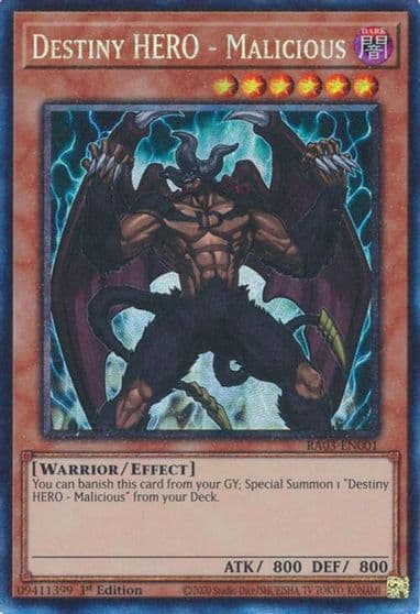 Destiny HERO Malicious PCR Quarter Century Bonanza Yu-Gi-Oh! card