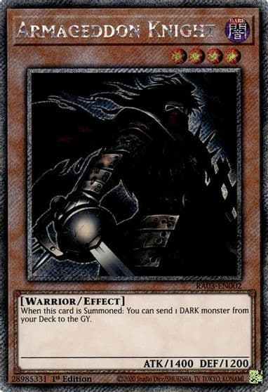 Armageddon Knight Platinum Secret Rare Quarter Century Bonanza Yu-Gi-Oh! card