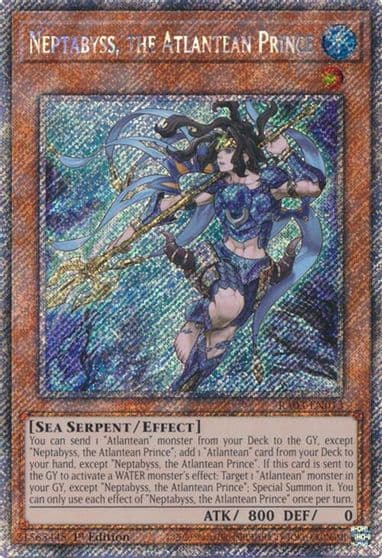 Neptabyss the Atlantean Prince Platinum Secret Rare Quarter Century Bonanza Yu-Gi-Oh! card
