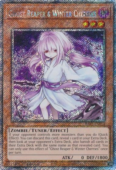 Ghost Reaper and Winter Cherries Alternate Art Platinum Secret Rare Quarter Century Bonanza Yu-Gi-Oh! card