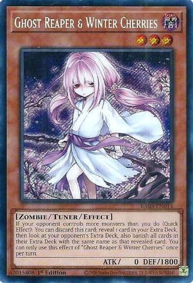 Ghost Reaper and Winter Cherries Alternate Art Secret Rare Quarter Century Bonanza Yu-Gi-Oh! card