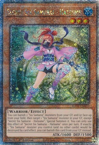 Secret Six Samurai Hatsume Quarter Century Secret Rare Quarter Century Bonanza Yu-Gi-Oh! card