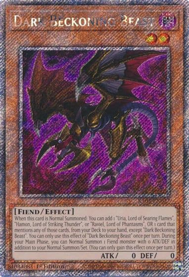 Dark Beckoning Beast Platinum Secret Rare Quarter Century Bonanza Yu-Gi-Oh! card