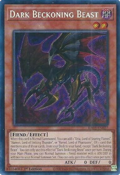 Dark Beckoning Beast Secret Rare Quarter Century Bonanza Yu-Gi-Oh! card