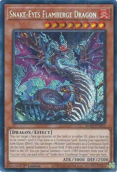 Snake Eyes Flamberge Dragon Secret Rare Quarter Century Bonanza Yu-Gi-Oh! card