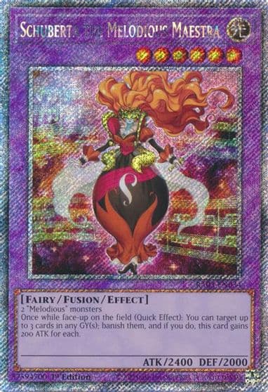 Schuberta the Melodious Maestra Platinum Secret Rare Quarter Century Bonanza Yu-Gi-Oh! card