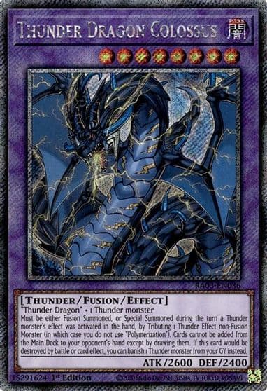 Thunder Dragon Colossus Platinum Secret Rare Quarter Century Bonanza Yu-Gi-Oh! card