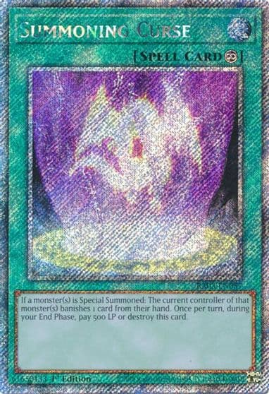 Summoning Curse Platinum Secret Rare Quarter Century Bonanza Yu-Gi-Oh! card