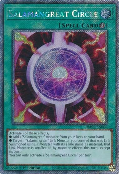 Salamangreat Circle Platinum Secret Rare Quarter Century Bonanza Yu-Gi-Oh! card
