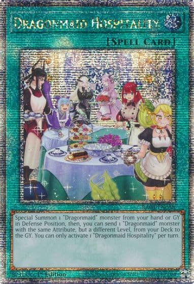Dragonmaid Hospitality Alternate Art Quarter Century Secret Rare Quarter Century Bonanza Yu-Gi-Oh! card