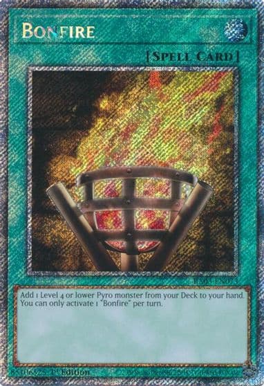 Bonfire Platinum Secret Rare Quarter Century Bonanza Yu-Gi-Oh! card