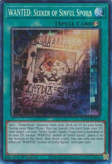 WANTED Seeker of Sinful Spoils PCR Quarter Century Bonanza Yu-Gi-Oh! card