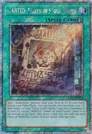 WANTED Seeker of Sinful Spoils Platinum Secret Rare Quarter Century Bonanza Yu-Gi-Oh! card