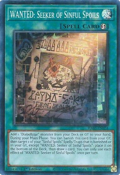 WANTED Seeker of Sinful Spoils Quarter Century Bonanza Yu-Gi-Oh! card