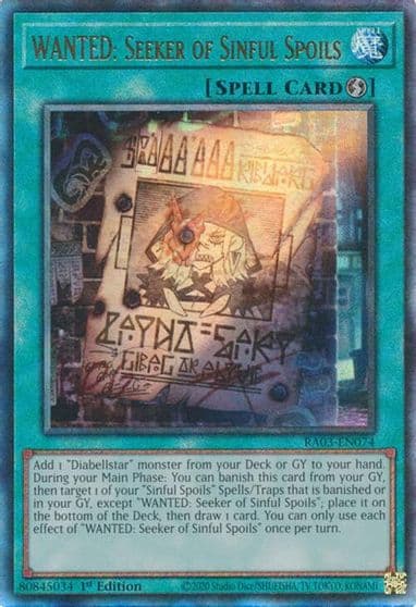 WANTED Seeker of Sinful Spoils PUR Quarter Century Bonanza Yu-Gi-Oh! card