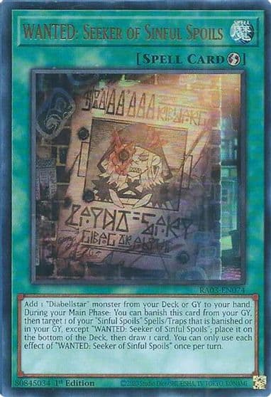 WANTED Seeker of Sinful Spoils UR Quarter Century Bonanza Yu-Gi-Oh! card