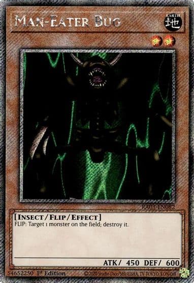 Man Eater Bug Platinum Secret Rare Quarter Century Bonanza Yu-Gi-Oh! card