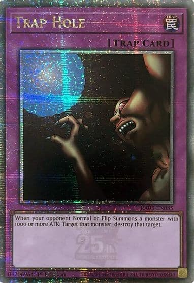 Trap Hole Quarter Century Secret Rare Quarter Century Bonanza Yu-Gi-Oh! card