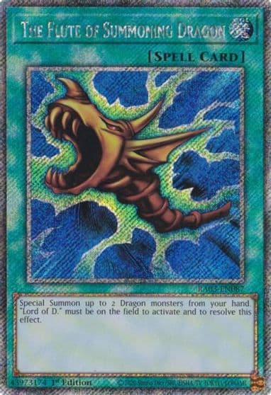 The Flute of Summoning Dragon Platinum Secret Rare Quarter Century Bonanza Yu-Gi-Oh! card