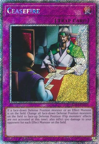 Ceasefire Platinum Secret Rare Quarter Century Bonanza Yu-Gi-Oh! card