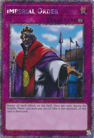 Imperial Order Platinum Secret Rare Quarter Century Bonanza Yu-Gi-Oh! card