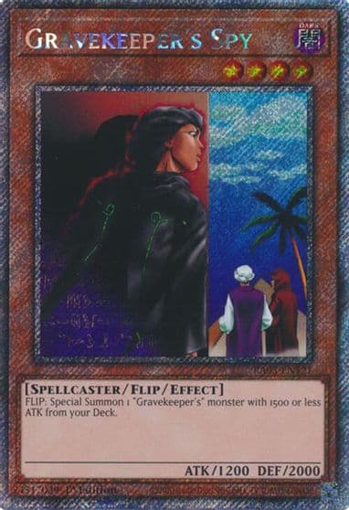 Gravekeepers Spy Platinum Secret Rare Quarter Century Bonanza Yu-Gi-Oh! card