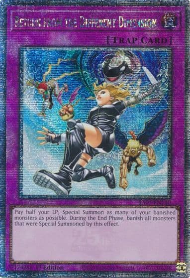 Return from the Different Dimension Quarter Century Secret Rare Quarter Century Bonanza Yu-Gi-Oh! card