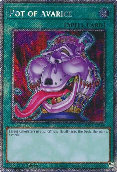 Pot of Avarice Platinum Secret Rare Quarter Century Bonanza Yu-Gi-Oh! card