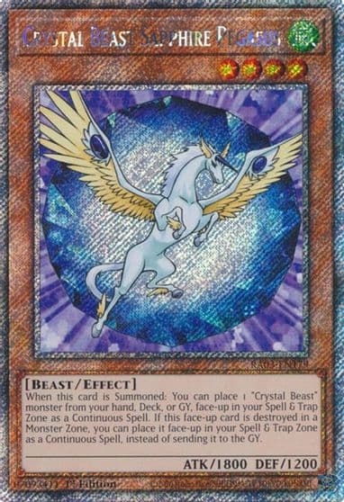 Crystal Beast Sapphire Pegasus Platinum Secret Rare Quarter Century Bonanza Yu-Gi-Oh! card