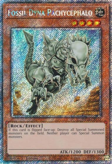 Fossil Dyna Pachycephalo Platinum Secret Rare Quarter Century Bonanza Yu-Gi-Oh! card