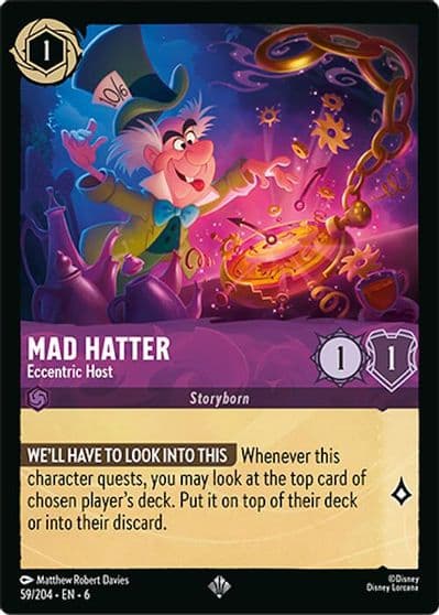Mad Hatter Eccentric Host Azurite Sea Lorcana card