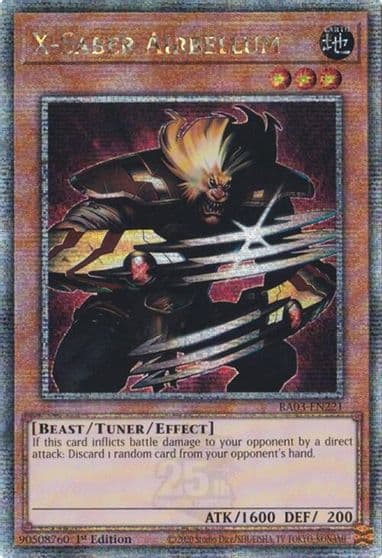 X Saber Airbellum Quarter Century Secret Rare Quarter Century Bonanza Yu-Gi-Oh! card