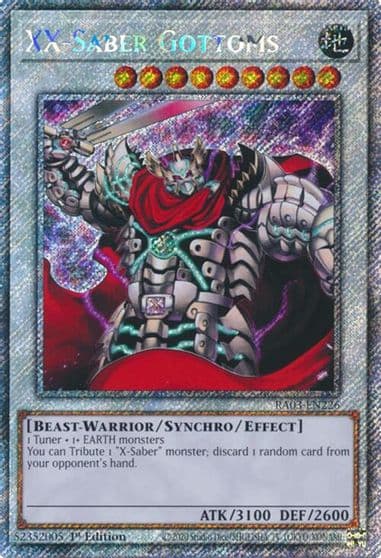 XX Saber Gottoms Platinum Secret Rare Quarter Century Bonanza Yu-Gi-Oh! card