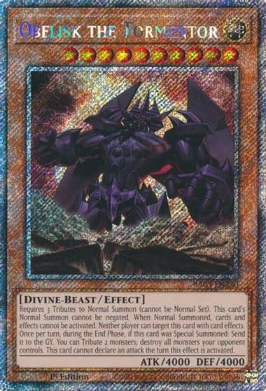 Obelisk the Tormentor Platinum Secret Rare Quarter Century Bonanza Yu-Gi-Oh! card