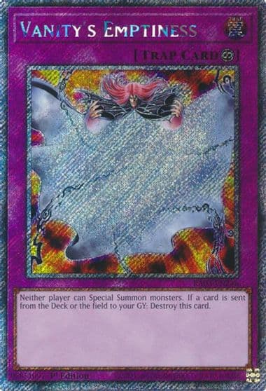 Vanitys Emptiness Platinum Secret Rare Quarter Century Bonanza Yu-Gi-Oh! card