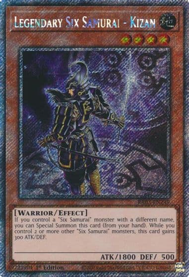 Legendary Six Samurai Kizan Platinum Secret Rare Quarter Century Bonanza Yu-Gi-Oh! card