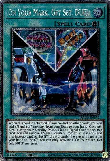 On Your Mark Get Set DUEL Platinum Secret Rare Quarter Century Bonanza Yu-Gi-Oh! card