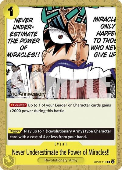 Never Underestimate the Power of Miracles Emperors in the New World: 2nd Anniversary Tournament Cards One Piece card