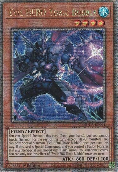Evil HERO Toxic Bubble Quarter Century Secret Rare Supreme Darkness Yu-Gi-Oh! card
