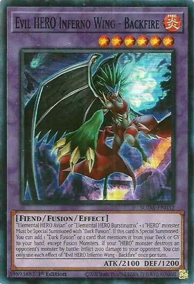 Evil HERO Inferno Wing Backfire Supreme Darkness Yu-Gi-Oh! card