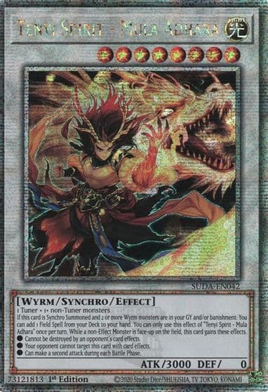Tenyi Spirit Mula Adhara Quarter Century Secret Rare Supreme Darkness Yu-Gi-Oh! card