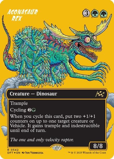 Agonasaur Rex Borderless First Place Foil Aetherdrift Magic card