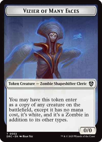 Vizier of Many Faces Zombie 0003 Double Sided Token Commander: Aetherdrift Magic card