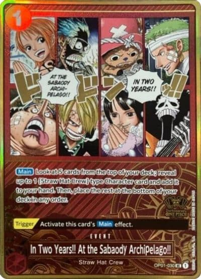 In Two Years At the Sabaody Archipelago One Piece Japanese Version 2nd Anniversary Set One Piece Promotion Cards One Piece card