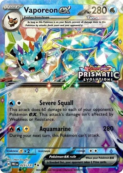 Vaporeon ex (Prismatic Evolutions Stamp) Miscellaneous Cards & Products Pokemon card