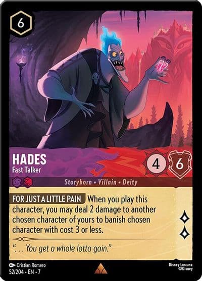 Hades Fast Talker Archazia's Island Lorcana card