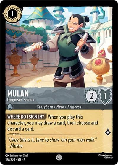 Mulan Disguised Soldier Archazia's Island Lorcana card