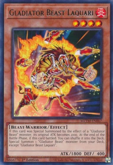 Gladiator Beast Laquari Maze of the Master Yu-Gi-Oh! card