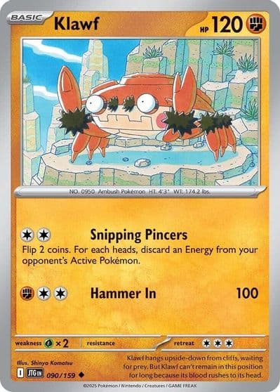 Klawf SV09: Journey Together Pokemon card